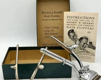 (2) Vintage Brown & Sharpe Manual Hair Clippers with Box & Instructions