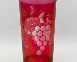 (8) Ruby Red Etched Glasses