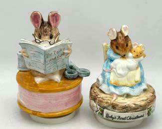 (2) Beatrix Potter Schmid Music Boxes – “The Tailor of Gloucester” & “Hunca Munca”