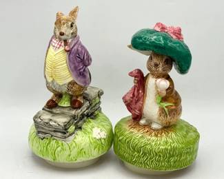 (2) Beatrix Potter Schmid Music Boxes – “Old Mr. Bunny” & “Mrs. Rabbit”