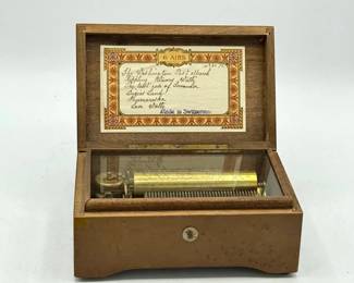 Vintage Swiss 6-Air Music Box in Wooden Case