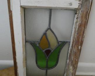 Antique English stained glass window.