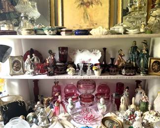 DRESSER BOXES CRANBERRY GLASS AND KINGS CROWN