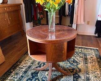 DUNCAN PHYFE DRUM TABLE LEATHER TOP