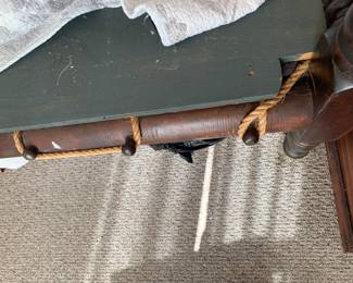 closer view of the ropes--This bed comes with a modern mattress but we can provide an old ticking mattress to keep this authentic