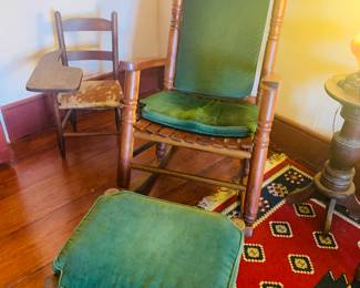 pair of hand made rockers and matching footstools