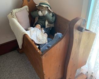 early hand made baby cradle
