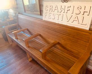 antique wooden train bench