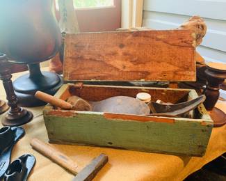 large collection of cast iron shoe making and repair tools