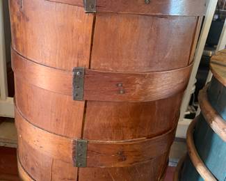 gorgeous patinaed Firkin or Sugar Bucket--used to hold dry goods