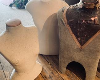 early sewing manakins--one to the right is a rare one for a man