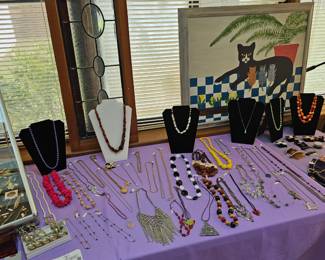 Costume Jewelry, leaded glass windows