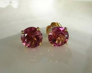Pink Tourmaline Stud Earrings in 14K setting