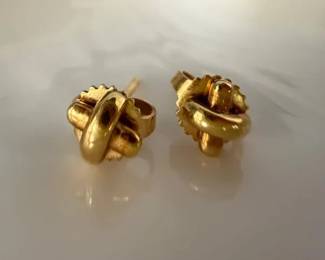 Tiffany Co. 18K Yellow Gold Love Knot Stud Earrings, 1.33g
