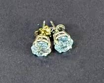Trice Jewelers 14K White Gold Blue Topaz Stud Earrings 1 2 Length, 1.58g