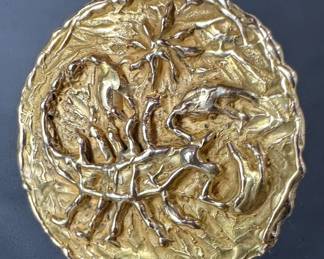 14K Gold Scorpio Zodiac Medallion Pendant 27.37 Grams