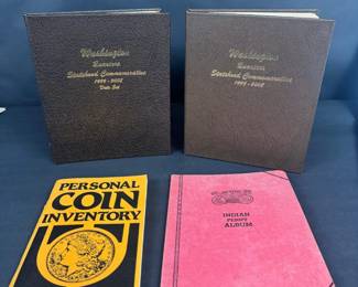 Coin Collector Album Lot Statehood Quarter Sets, Indian Head Penny Album, Coin Inventory Booklet