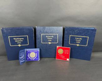 U.S. Coin Album Collection Quarters, Dimes Cents with Commemorative Coins