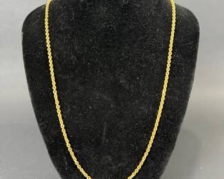 04 14K Yellow Gold Cable Link Chain Necklace 9.75 Length, 9.26g