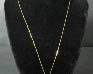 14K Gold Italian Necklace with PearShaped Cubic Zirconia Pendant 18