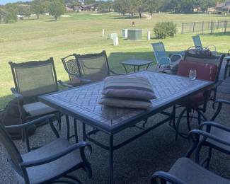 Patio table and six chairs