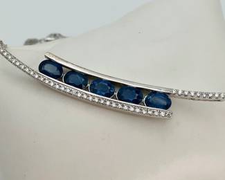White Gold Sapphire and Diamond Necklace