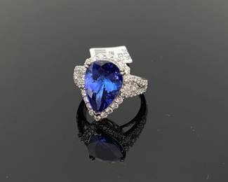 Platinum Tanzanite and Diamond Ring
