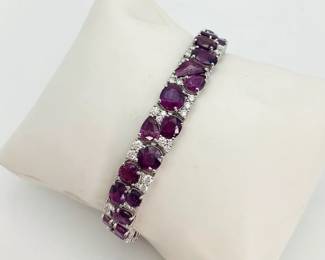 Kashmir Purple sapphire and diamond tennis bracelet