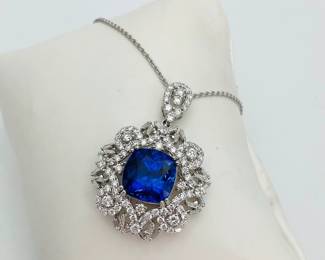 Platinum Tanzanite and diamond Pendant