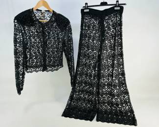 Faith Black Lace Embroidery Beaded pants
