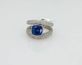Platinum Tanzanite and Diamond Ring