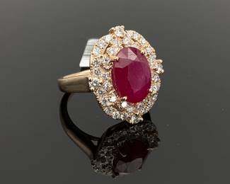 Burmese Ruby and Diamond Ring