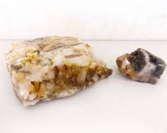 2 LARGE Raw Quartz Geode Specimens

