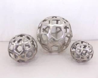 3 Large Aluminum Decorative Balls
