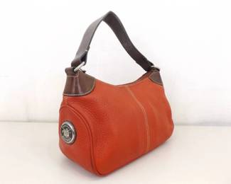 Authentic Dooney & Bourke Red Pebbled Leather Demi Baguette Shoulder Purse
