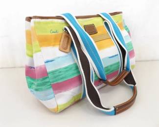 Authentic Coach Hampton Watercolor Striped Tote Bag
