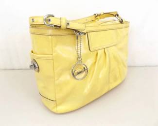 Authentic Coach Gallery East West Yellow Patent Leather Tote Bag
