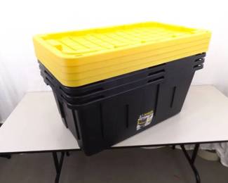 Lot of 4 LARGE 40 Gallon Storage Totes w/Lids
