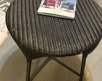 Original Lloyd loom wicker table and book