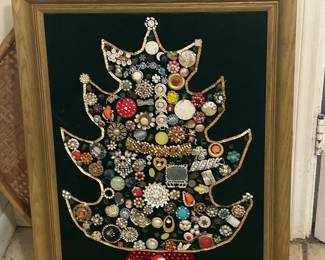 Large black velvet jewel Christmas tree-lighted