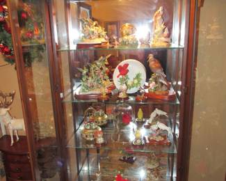 Lighted, mirrored curio cabinet