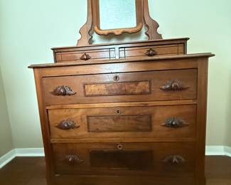 Antique Victorian Eastlake style Walnut Vanity Chest