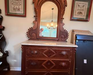 19th Century Antique Victorian Marble Top Dresser