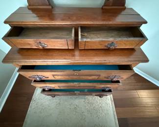 Antique Victorian Eastlake Style Walnut Vanity Chest