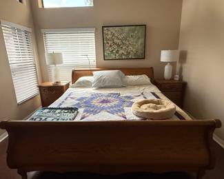 King size sleigh bed. Complete bedroom set