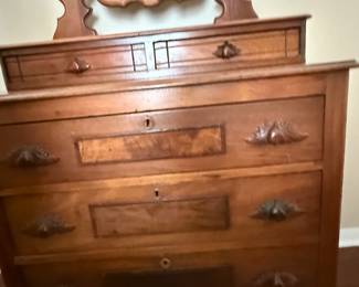 Antique Victorian Eastlake style Walnut Vanity Chest