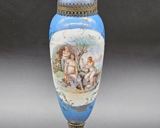 Antiq. Sèvres-Style Blue Porcelain & Ormulu Mounts