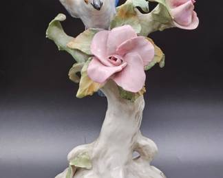Signed Porcelain Bird & Flower Figurine