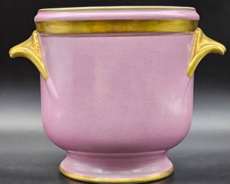 Limoges Pink Porcelain Wine Bucket w/ 22k Gold