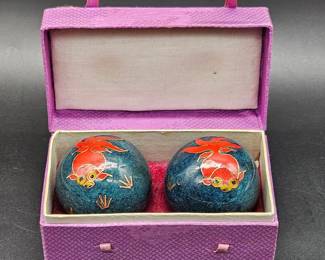 Pair Chinese Cloisonné Chiming Boading Balls
